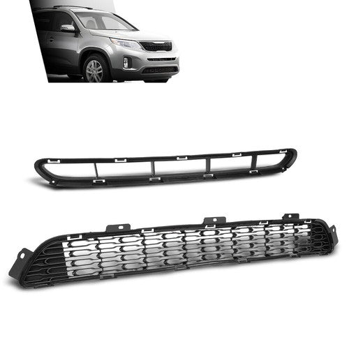 Solid Spare Fit For 2014-2015 Kia Sorento Front Center+Lower Bumper Grille Grill Black