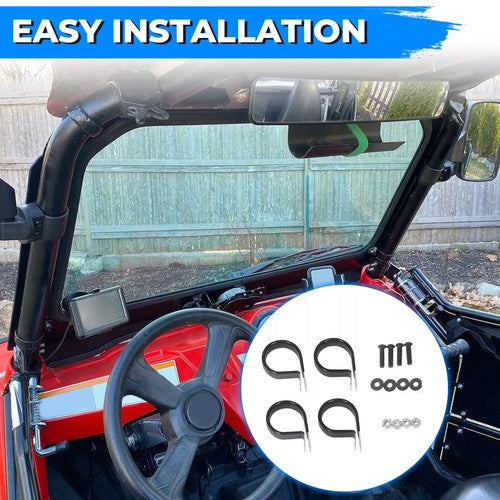Solid Spare For 2008-2014 Polaris RZR 570 800 XP 900 Full Glass Windshield With Wiper Black
