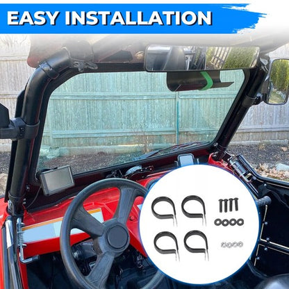 Solid Spare For 2008-2014 Polaris RZR 570 800 XP 900 Full Glass Windshield With Wiper Black