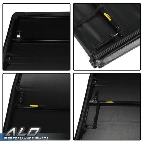 Solid Spare Four-Fold Tonneau Cover 8Ft Long Bed Fit For 14-21 Toyota Tundra Lock