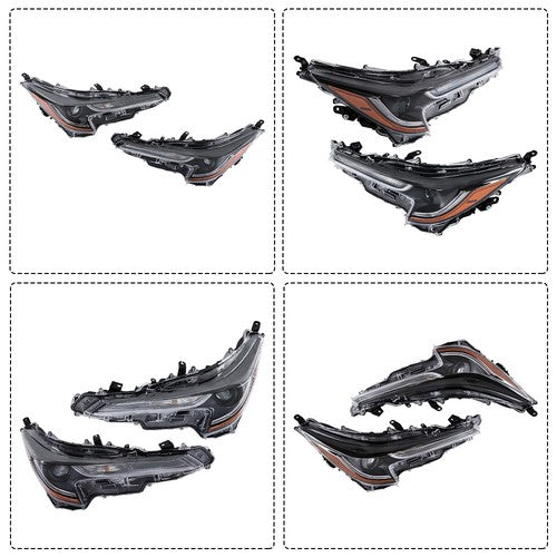 Solid Spare Front For Toyota Corolla 2023-2024 Pair LED Clear Headlights&Lower Grill Black