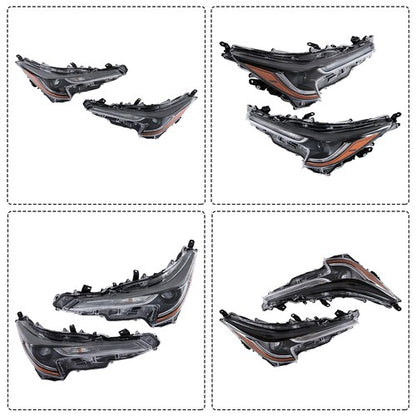 Solid Spare Front For Toyota Corolla 2023-2024 Pair LED Clear Headlights&Lower Grill Black