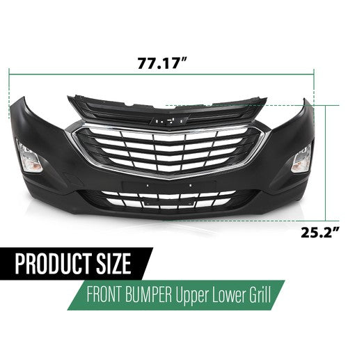 Solid Spare Fit For 2018-2021 Chevrolet Equinox Front Bumper+Grille+Fog Lights Full Set