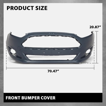 Solid Spare Fit For 2014 2015 2016 2017 2018 2019 Ford Fiesta Front Bumper Cover Fascia