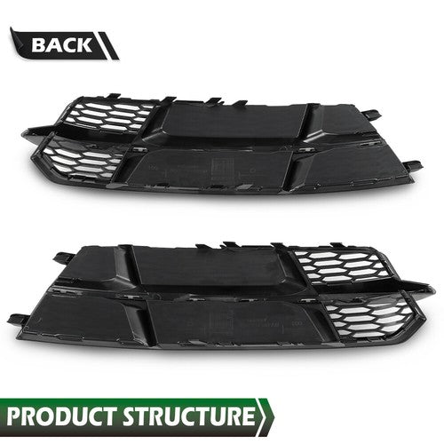 Solid Spare Fit For 2015-2018 Audi A6 C7 S-Line Front Bumper Honeycomb Fog Light Cover Pair