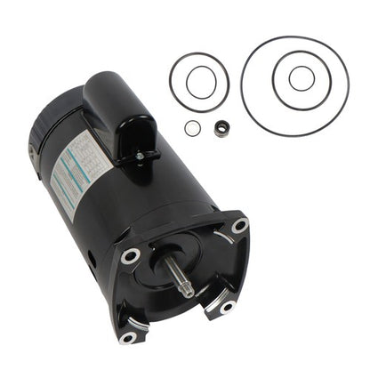 Solid Spare 1HP B2848 B848 Single Speed Pool Pump Motor Y56Y Frame Square Flange W/GO-KIT-32