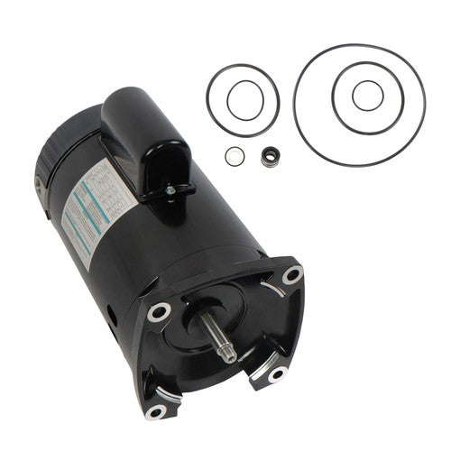 Solid Spare 1HP B2848 B848 Single Speed Pool Pump Motor Y56Y Frame Square Flange W/GO-KIT-32