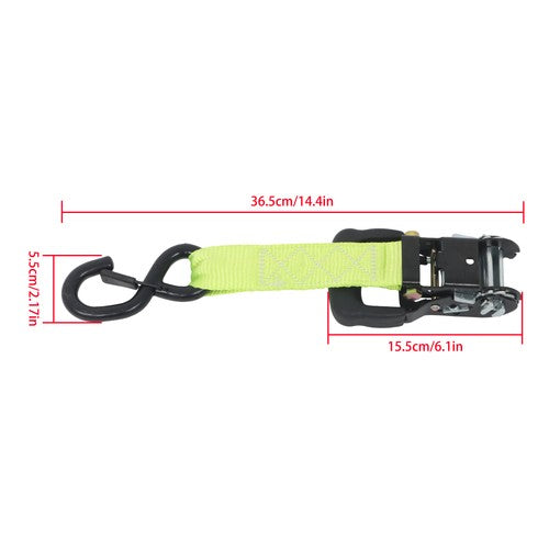 Solid Spare 4-Pack 1.6"x8' Green Ratchet Straps Kit 5,208lb Break Strength w/ Safety S Hooks