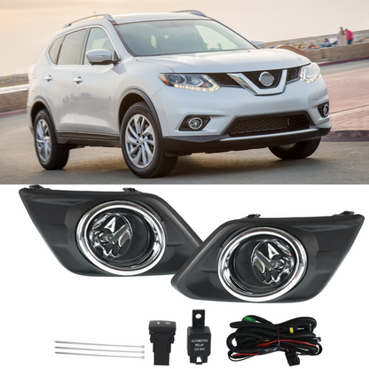 Pair For 2014 2015 2016 Nissan Rogue Clear Fog Lights Lamp w/Bulb +Switch +Bezel