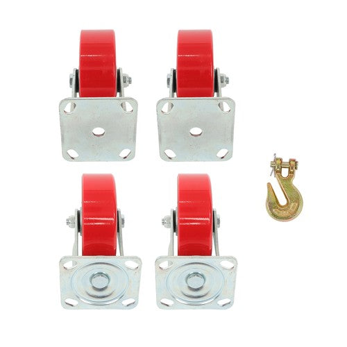 Solid Spare 4 Pack Swivel Caster Wheels 6" × 2" Polyurethane 4800Lbs (2 Swivel & 2 Rigid)