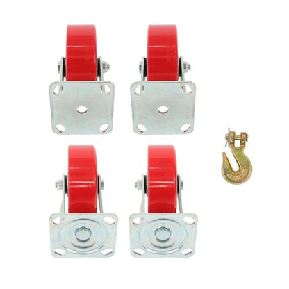 Solid Spare 4 Pack Swivel Caster Wheels 6" × 2" Polyurethane 4800Lbs (2 Swivel & 2 Rigid)