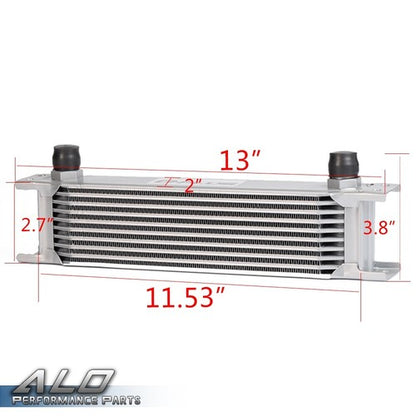 Solid Spare Silver Fit For Universal 10 Row 10AN Aluminum Transmission Engine Oil Cooler