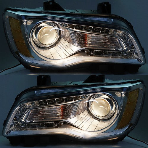 Solid Spare Passenger+Driver Side Headlight Projector Clear Pair For Chrysler 300 2011-2014