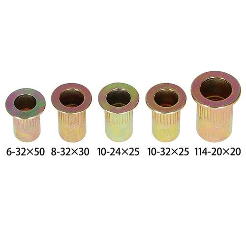 Solid Spare Zinc Steel Rivet Nut Kit 300 Pack Rivnut Nutsert Assort 150pcs Metric+150pcs SAE