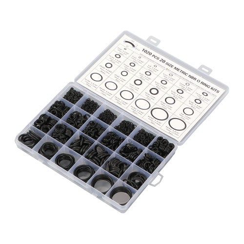 Solid Spare 1020 Pcs O-Ring Kit 20 Sizes Nitrile Rubber Assortment Set, Oil & Heat Resistant