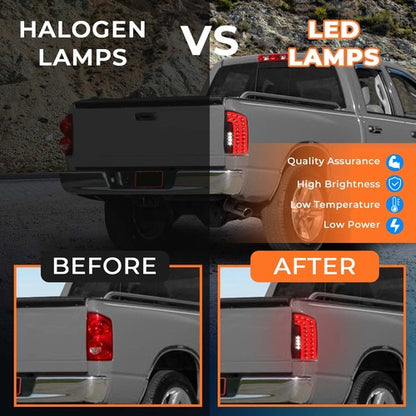 Solid Spare For 2007-2008 Dodge Ram 1500 2007-2009 Ram 2500/3500 Smoked LED Tail Lights Lamp