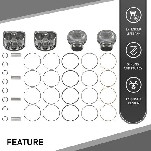 Solid Spare Fit For 11-19 Hyundai Sonata Kia Sorento Optima 2.4L Engine Pistons w/ Rings Kit