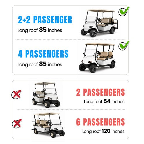 Solid Spare 85" Golf Cart Roof Top Tubular Canopy For EZGO TXT 4-Seat Sun Top Club Car