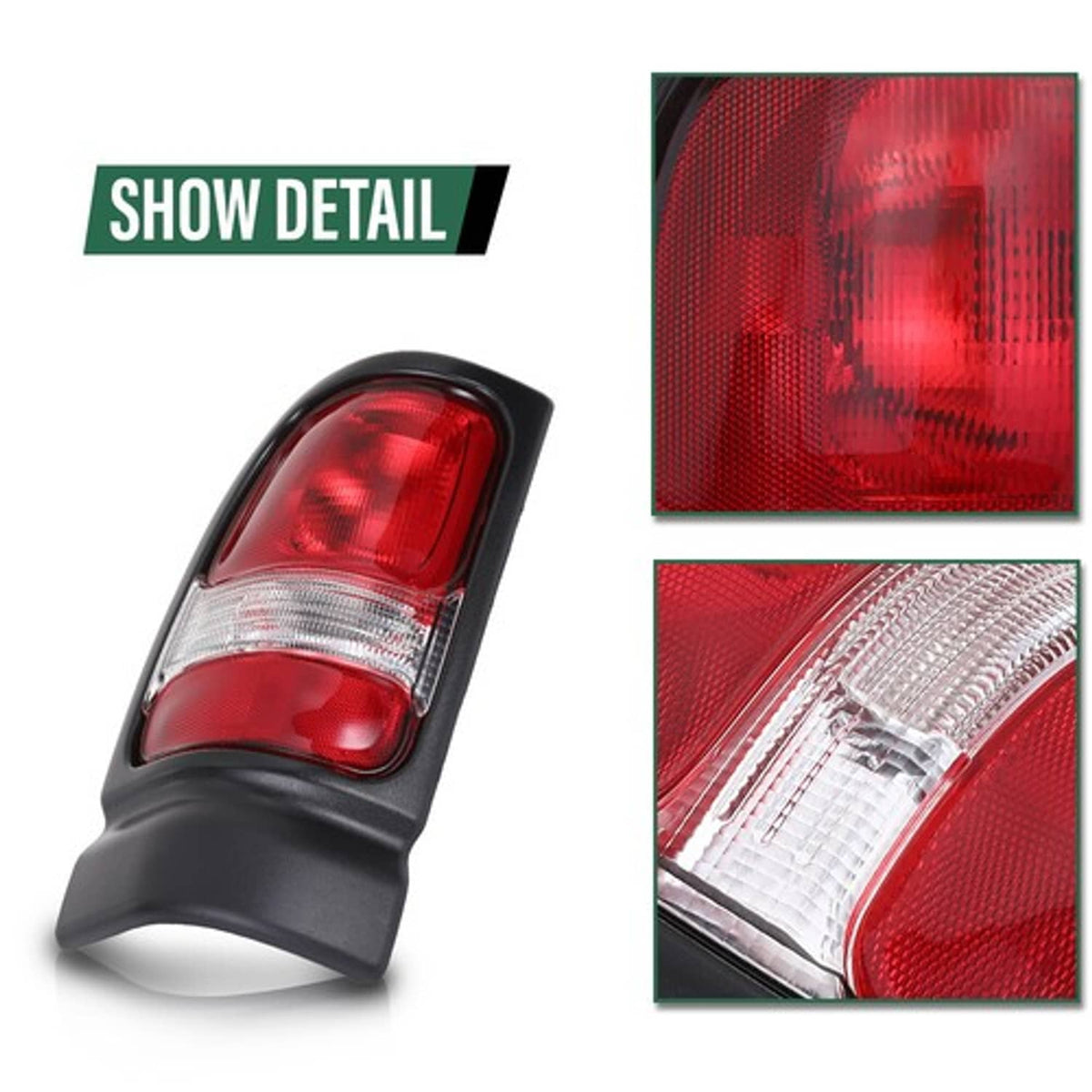 Solid Spare Fit For 94-02 Dodge Ram 1500 2500 3500 Rear Tail Lights Brake Lamps Assembly