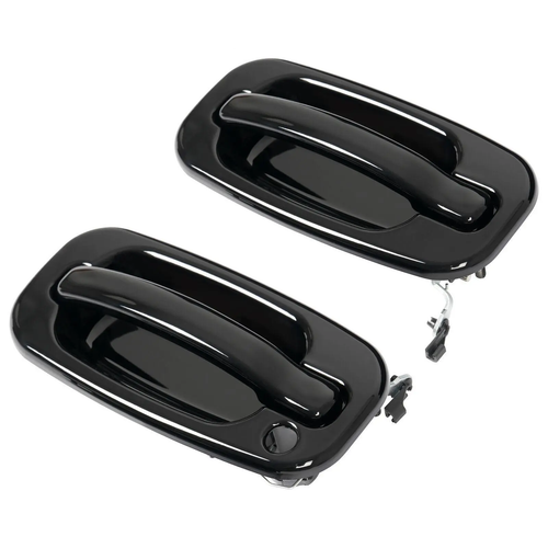 Solid Spare 2Pc Front Outer Door Handle Set For 1999-2007 Chevy Silverado 1500 Glossy Black