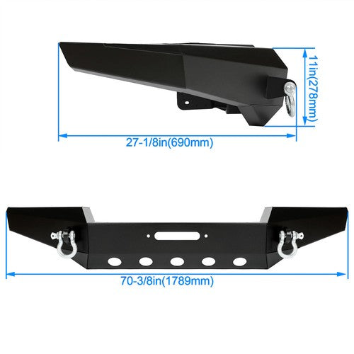 Solid Spare For Jeep Grand Cherokee WJ 1999-2004 Steel Black Front Bumper w/ D-Rings