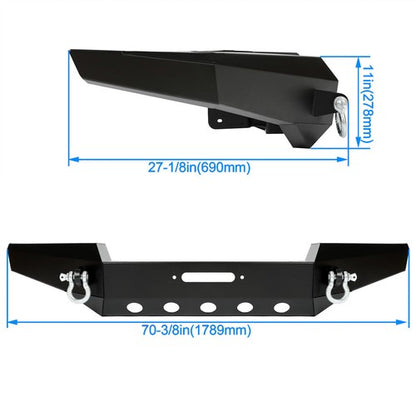 Solid Spare For Jeep Grand Cherokee WJ 1999-2004 Steel Black Front Bumper w/ D-Rings