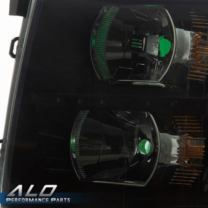 Solid Spare Smoke Lens Black LED DRL Headlights Fit For 07-14 Chevy Silverado 1500 2500 3500