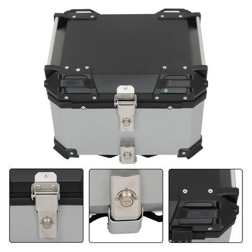 Solid Spare 45L Silver Motorcycle Luggage Waterproof Tail Box Scooter Trunk Storage Top Case