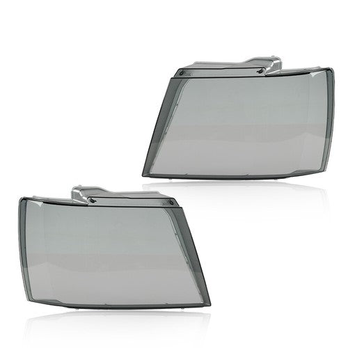 Solid Spare Fit For 07-2014 Chevy Tahoe Suburban Headlights Headlamp Lens Smoked Cover 2Pcs