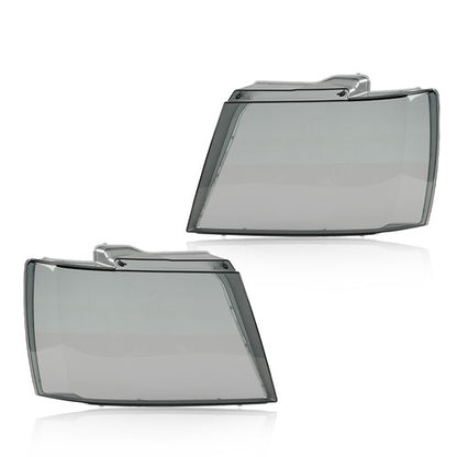 Solid Spare Fit For 07-2014 Chevy Tahoe Suburban Headlights Headlamp Lens Smoked Cover 2Pcs