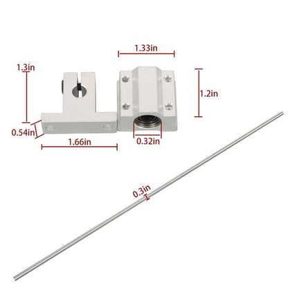 Solid Spare 8mm × 650mm 2Pcs Linear Motion Rail Shaft w/ 4 SCS8UU Bearing & SK8 Rail Support