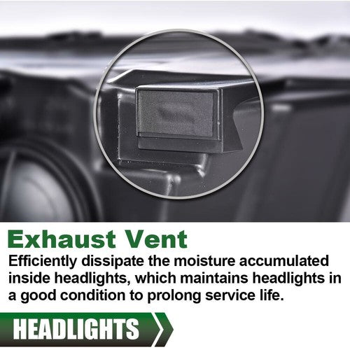Solid Spare LED Tube Projector Headlights Smoked Fit For 2009-2018 Dodge Ram 1500 2500 3500