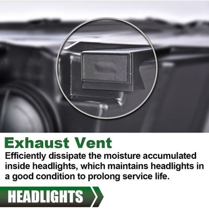 Solid Spare LED Tube Projector Headlights Smoked Fit For 2009-2018 Dodge Ram 1500 2500 3500