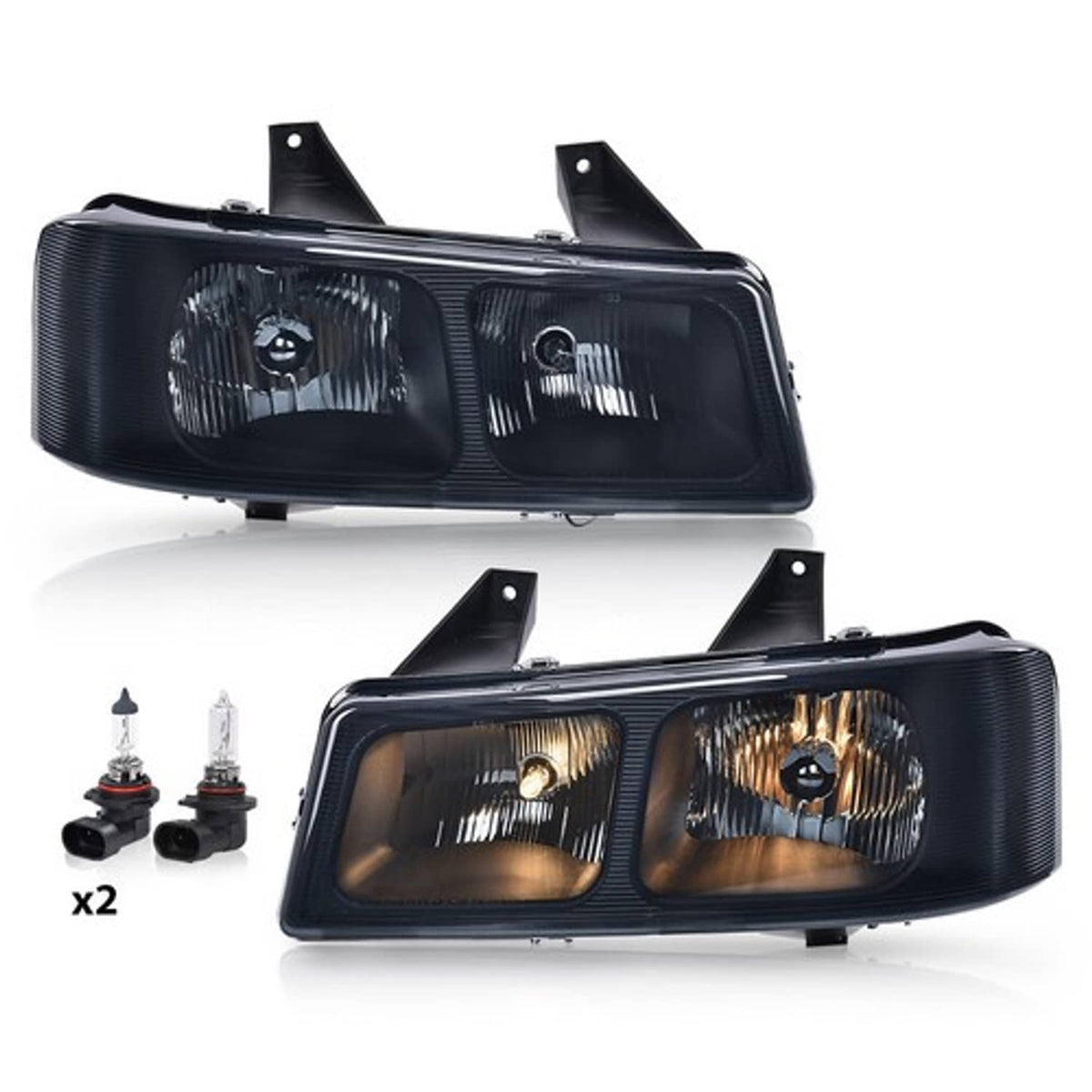Solid Spare Fit For 2003-2023 Chevrolet Express GMC Savana Van Headlights Smoke Left+Right