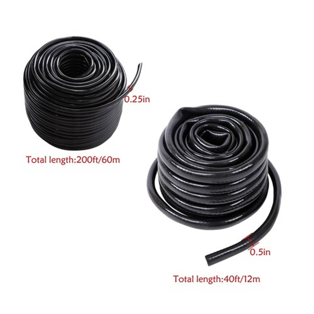 Solid Spare Drip Irrigation System Kit 240FT with 1/2 Inch Hose 1/4 Inch Distribution Tubing