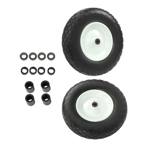 Solid Spare Lawn Mower Tires Solid for Trolley Smooth Flat White Rims Metal 16x4.80/4.00-8"