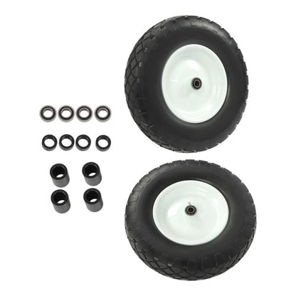 Solid Spare Lawn Mower Tires Solid for Trolley Smooth Flat White Rims Metal 16x4.80/4.00-8"