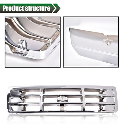 Solid Spare Fit For 1992-1996 Ford F150 F250 F350 Bronco Front Bumper Grille Grill Chrome