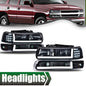 Solid Spare Fit For 99-02 Chevy Silverado 00-06 Tahoe LED DRL Bar Headlights & Bumper Lamps
