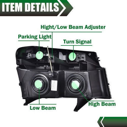 Solid Spare Clear Chrome Headlights Bumper Lights Fit For 04-12 GMC Canyon Chevy Colorado