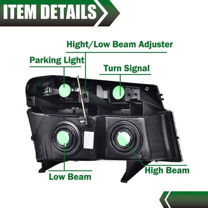 Solid Spare Clear Chrome Headlights Bumper Lights Fit For 04-12 GMC Canyon Chevy Colorado