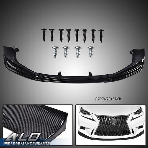 Solid Spare Fit For 14-16 Lexus IS250 IS350 IS300 F-Sport Front Bumper Lip Carbon Look