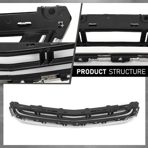 Solid Spare Fit For 2013-2017 Cadillac XTS Front Bumper Lower Grille Grill w/ Chrome Trim