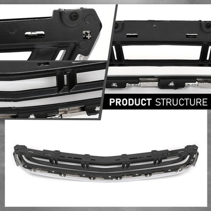 Solid Spare Fit For 2013-2017 Cadillac XTS Front Bumper Lower Grille Grill w/ Chrome Trim