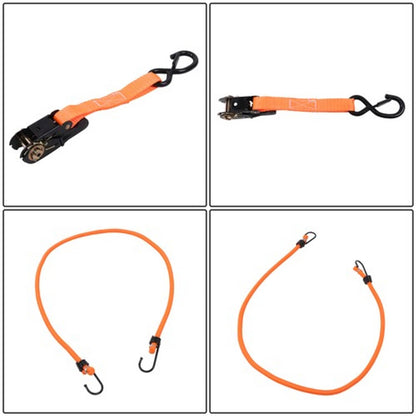 Solid Spare Ratchet Strap*4 Orange Polyester Fracture Strength 2200lbs 1in*15ft with S Hooks