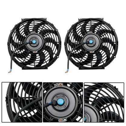 Solid Spare 2× 12" Electric Radiator Cooling Slim Fans Push Pull Mount Black For Universal