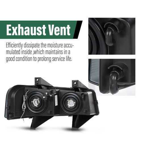 Solid Spare LED DRL Headlights Smoke Fit For 03-23 Chevrolet Express GMC Savana Van