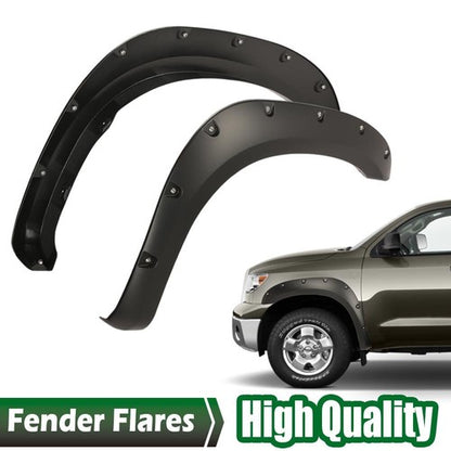 Solid Spare Black Fit For 2007-2013 Toyota Tundra Pocket Rivet Style Fender Flares 4pcs