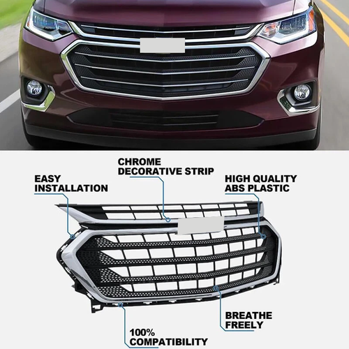 Front Bumper Grille Upper Grill Chrome For Chevy Chevrolet Traverse 2018-2021
