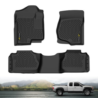 Solid Spare TPE Floor Mats Liners Fit For 07-13 Silverado Sierra 1500 2500 3500 Extended Cab